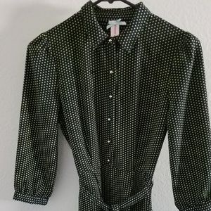 DownEastNavy Blue and Bright Green Polka Dot Dress